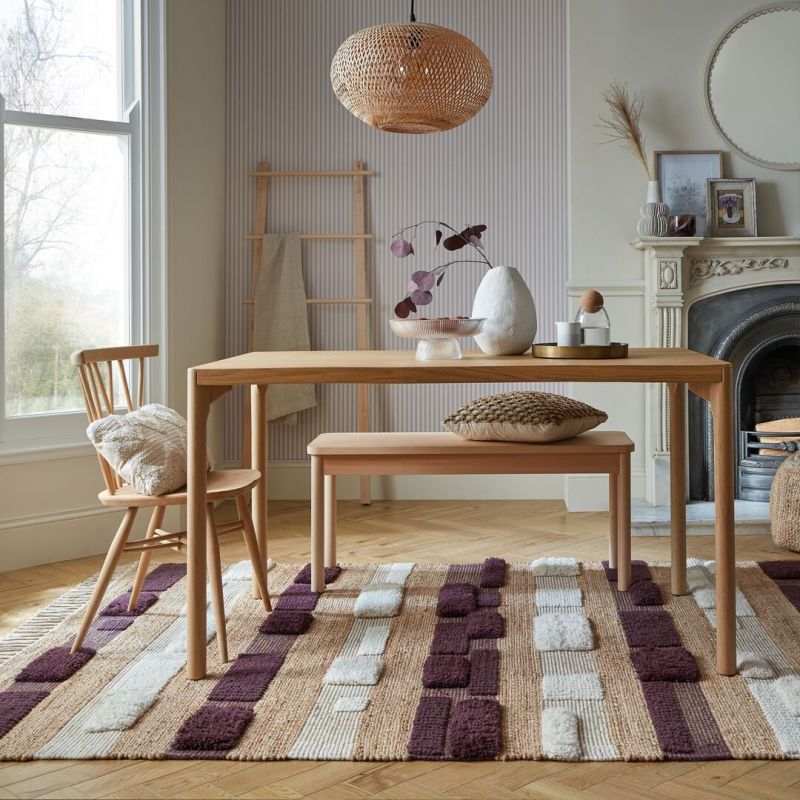 Tapis en jute à reliefs beige et violet Medina 