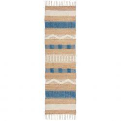Tapis en jute à reliefs bleu Medina