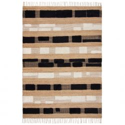 Tapis en jute à reliefs noir et blanc Medina