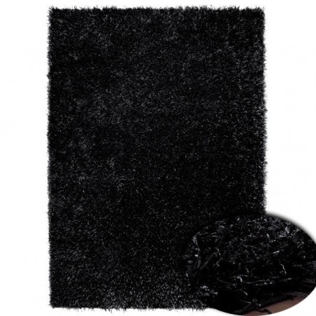 Tapis doux - shaggy noir et blanc