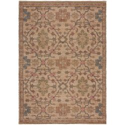 Tapis en jute motif floral rose Celine