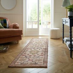 Tapis en jute motif floral rose Celine ambiance runner