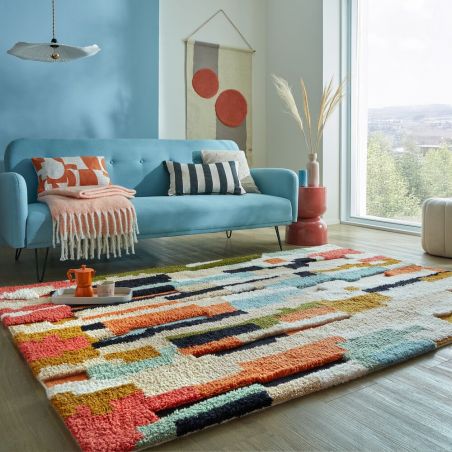 Tapis de salon laine multicolor Zagora ambiance Tapis de salon laine multicolor Zagora ambiance