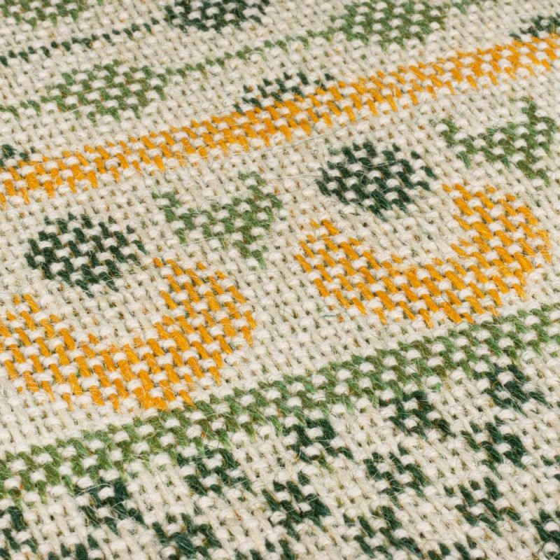 Tapis en jute motif jacquard vert Mara détail