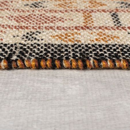 Tapis en jute motif jacquard rouge Rami bordure Tapis en jute motif jacquard rouge Rami bordure