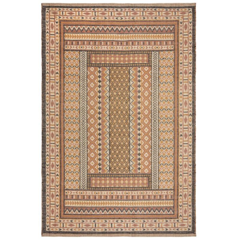 Tapis en jute motif jacquard rouge Rami