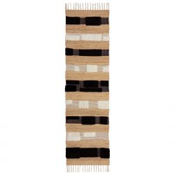 Tapis en jute à reliefs noir et blanc Medina