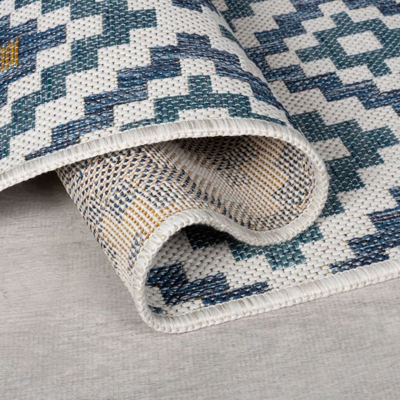 Tapis exterieur motifs bleus Zia