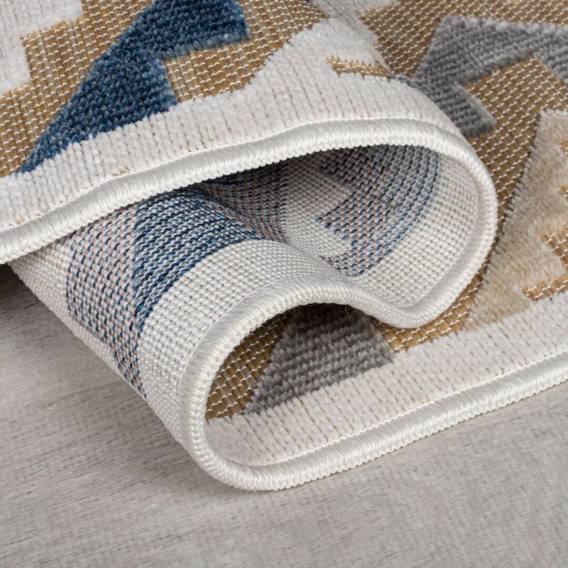 Tapis exterieur motifs bleus Zia