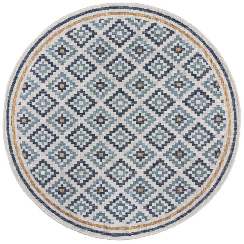 Tapis exterieur motifs bleus Zia
