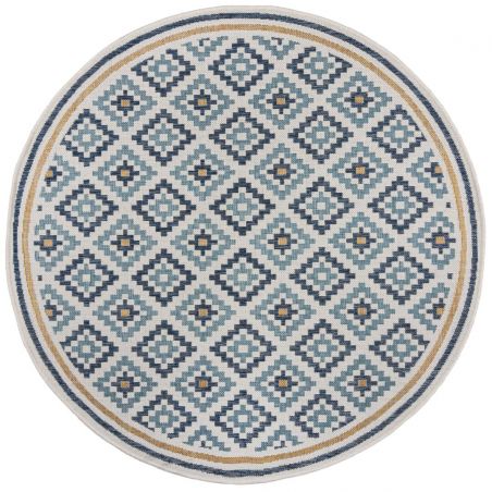 Tapis exterieur motifs bleus Zia