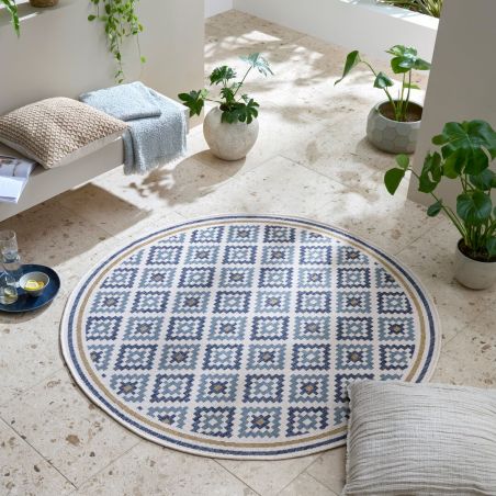 Tapis exterieur motifs bleus Zia Tapis exterieur motifs bleus Zia