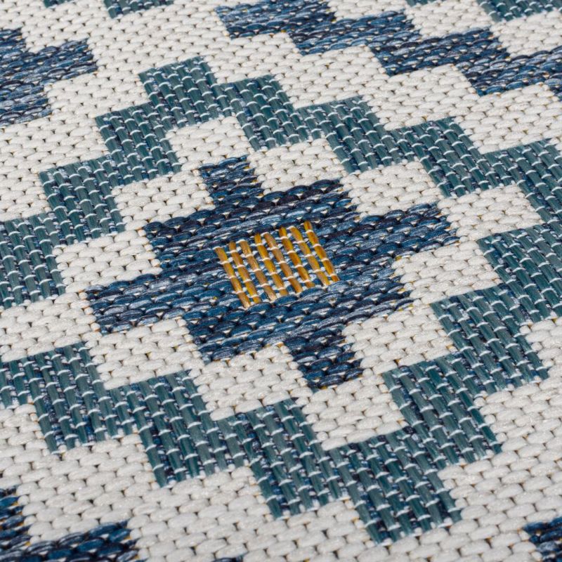 Tapis exterieur motifs bleus Zia