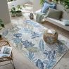 Tapis exterieur motifs floral bleu Bella ambiance