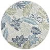 Tapis exterieur motifs floral bleu Bella rond