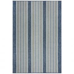 Tapis exterieur motifs rayures bleues