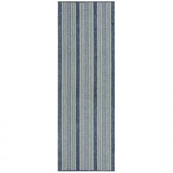 Tapis exterieur motifs rayures bleues  couloir