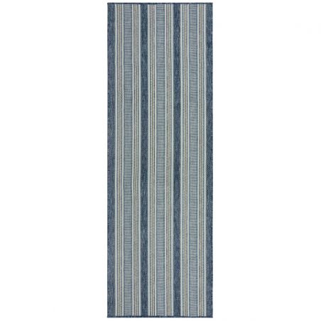 Tapis exterieur motifs rayures bleues  couloir