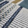 Tapis exterieur géométrique bleu et jaune Rosco detail