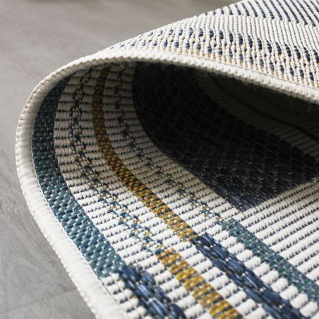 Tapis exterieur géométrique bleu et jaune Rosco dos Tapis exterieur géométrique bleu et jaune Rosco dos
