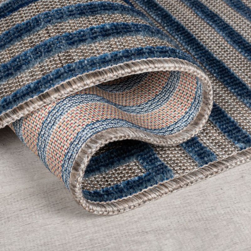 Tapis exterieur motifs géométriques bleus Vigo dos
