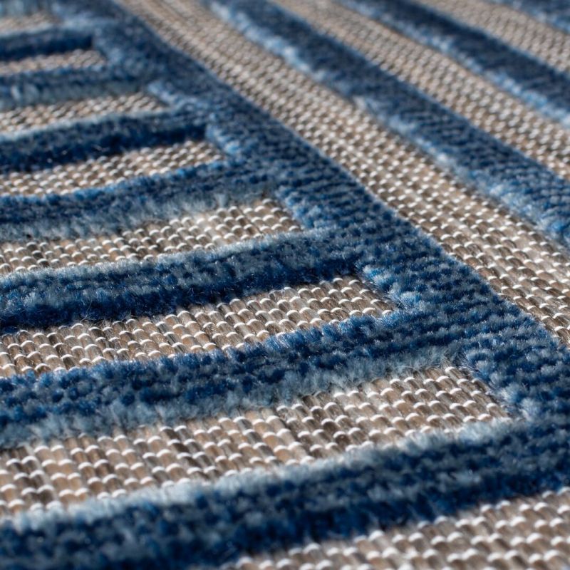 Tapis exterieur motifs géométriques bleus Vigo motifs
