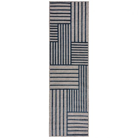 Tapis exterieur motifs géométriques bleus Vigo runner