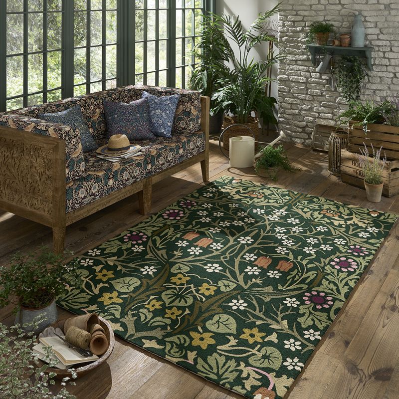 Tapis indoor/ outdoor en PET recyclé motif floral Moris&CO ambiance