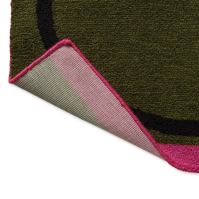 Tapis d'extérieur Vert Olive Linear Stem dos