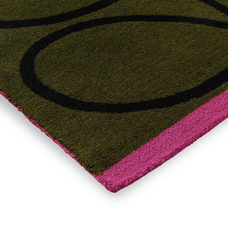 Tapis d'extérieur Vert Olive Linear Stem coin