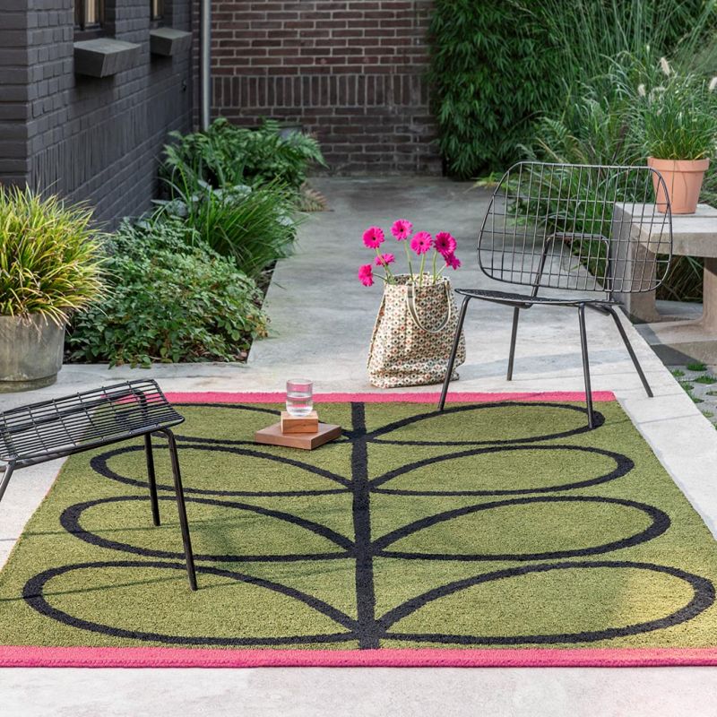 Tapis d'extérieur Vert Olive Linear Stem JARDIN