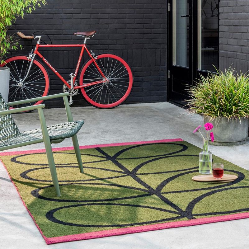 Tapis d'extérieur Vert Olive Linear Stem exterieur