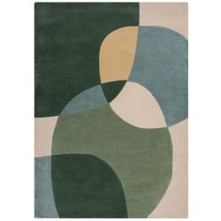 Tapis de salon pure laine vert et bleu Glow