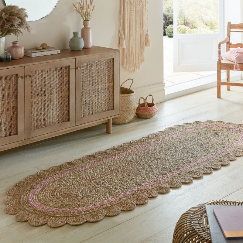 Tapis forme originale en jute rose Grace