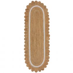 Tapis forme originale en jute beige et blanc Grace