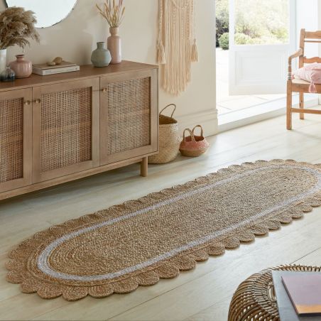 Tapis forme originale en jute beige et blanc Grace Tapis forme originale en jute beige et blanc Grace