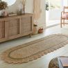 Tapis forme originale en jute beige et vert Grace runner