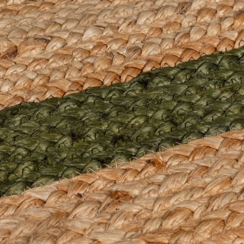 Tapis forme originale en jute beige et vert Grace detail