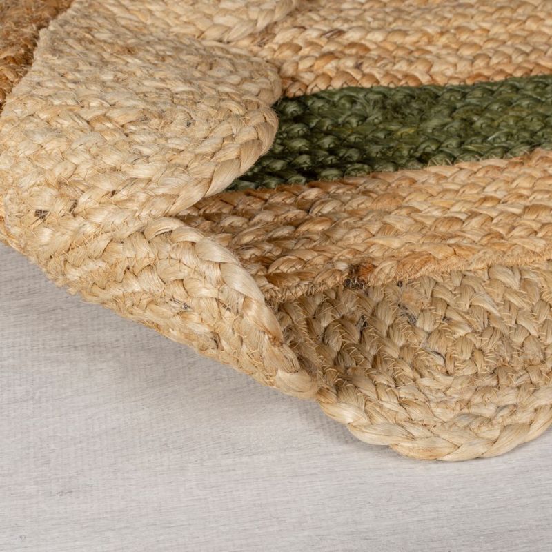 Tapis forme originale en jute beige et vert Grace dos