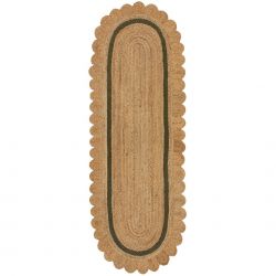 Tapis forme originale en jute beige et vert Grace couloir