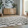 Tapis shaggy épais motifs berberes noir et ivoire Souq ambiance