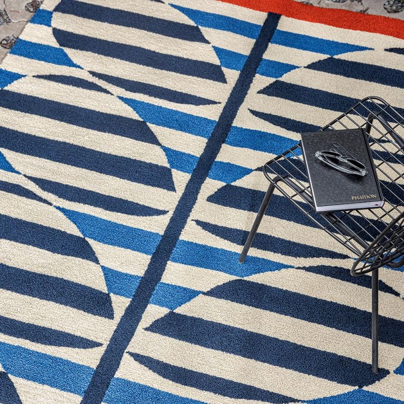 Tapis d'extérieur Bleu et Blanc Stripy Stem