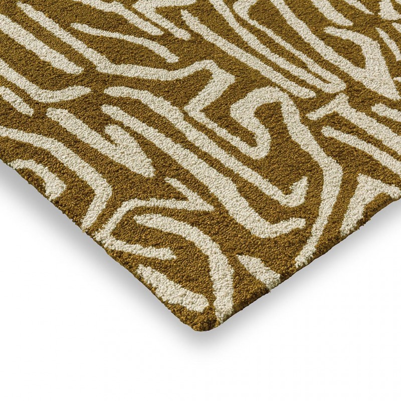 Tapis exterieur en PET recyclé graphique ocre Melodic motif