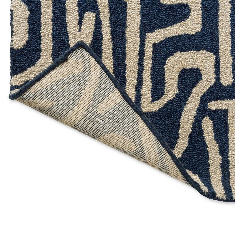 Tapis exterieur en PET recyclé graphique bleu Melodic