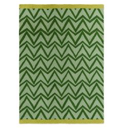 Tapis exterieur interieur en PET recyclé vert Dhurrie