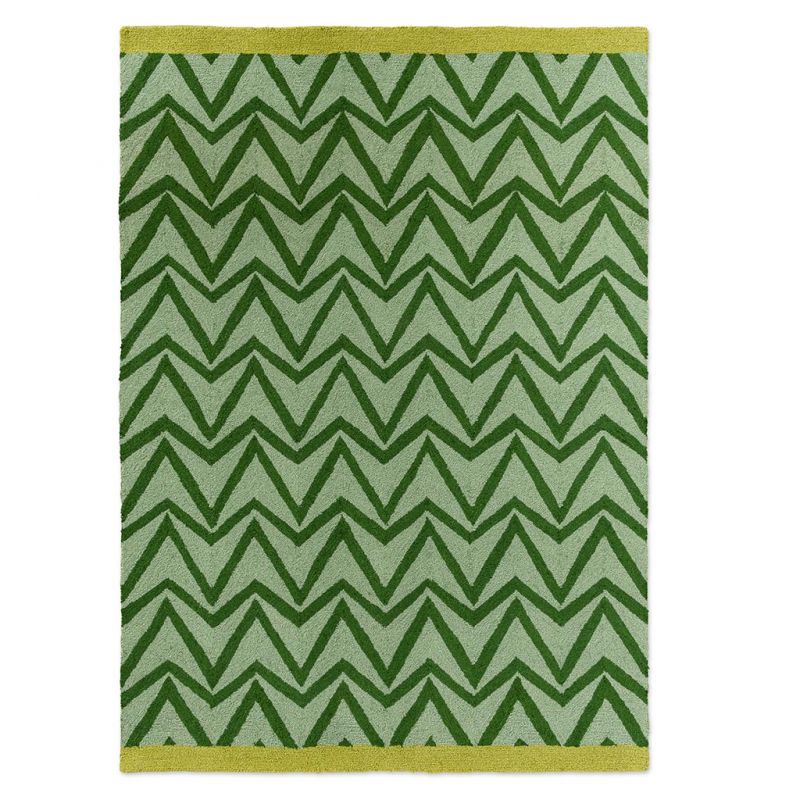 Tapis exterieur interieur en PET recyclé vert Dhurrie