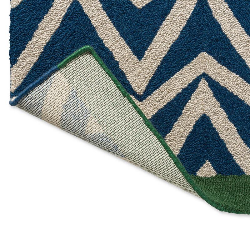 Tapis exterieur interieur en PET recyclé bleu Dhurrie dos