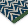 Tapis exterieur interieur en PET recyclé bleu Dhurrie epaisseur