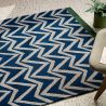 Tapis exterieur interieur en PET recyclé bleu Dhurrie motif