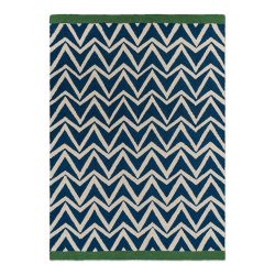 Tapis exterieur interieur en PET recyclé bleu Dhurrie